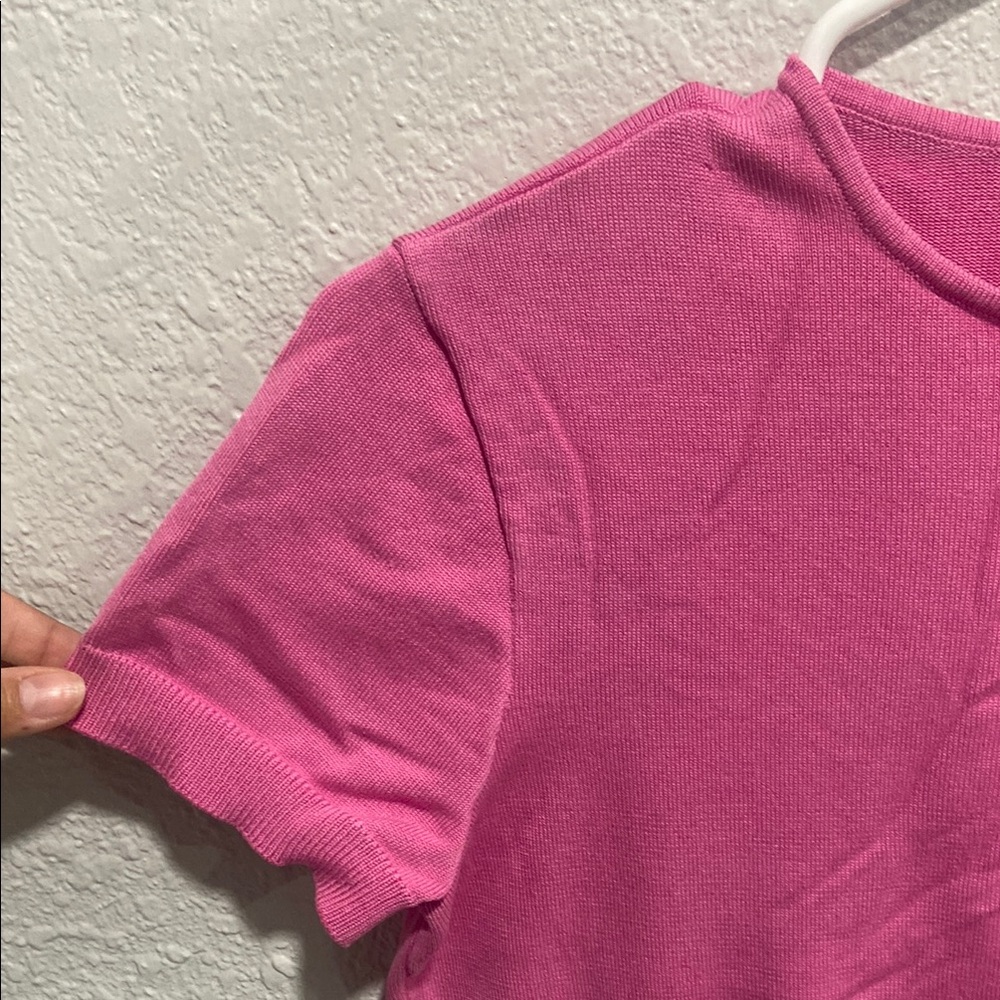 Ralph Lauren Pink Fitted Crop T-Shirt - Picture 4 of 5